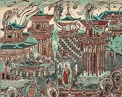 Fresco from Dunhuang depicting typical Tang architecture