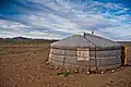 A ger sits on the steppes near Mandalgovi