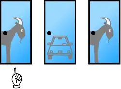 Player has picked Door 1 and the car is behind Door 2