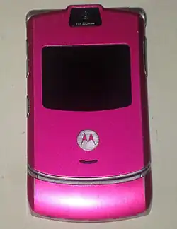 Hot pink colored Motorola RAZR V3