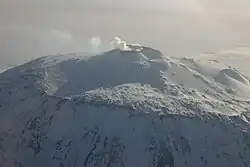 Distant view of a mountain with a smoke emission from its summit