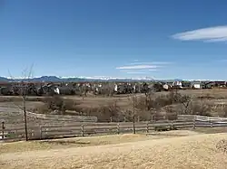 Houses in Westminster with the Front Range in the background