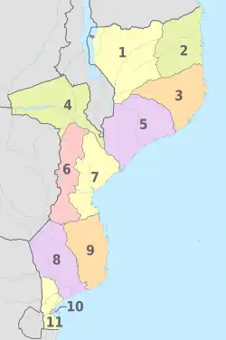 Map of Mozambique with the province highlighted