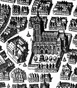 Ulm Minster in 1643, depicted by Matthaeus Merian