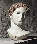 Marble head of a Roman woman on display at the Museum of Anatolian Civilizations.