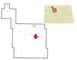 Location of Minot in Ward County
