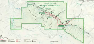 A color map of the area around Chaco Canyon, New Mexico