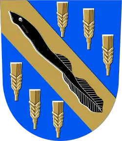 The European river lamprey in the coat of arms of Nakkila, Finland. Lampreys are a traditional delicacy in locality.[104]