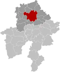 Location within Arrondissement of Namur (dark grey) and Namur Province