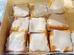 Napoleones, a modern Negrense version of mille-feuille, is a layered flaky puff pastry filled with custard cream and glazed with white sugar on top.