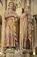 Ekkehard and Uta; attributed to the Master of Namburg; 1245–1260; limestone and polychromy; height: c. 1.9 m; Naumburg Cathedral (Naumburg, Germany)[149]