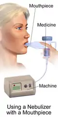 Illustration showing a nebulizer mouthpiece.