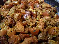 Pork curry, a stir-fried, often spicy curry from Nepal