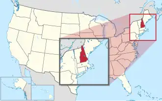 Location of New Hampshire within the United States