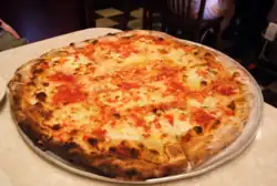 New York–style pizza served at a pizzeria in New York