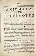 Newton's first and second laws, in Latin, from the original 1687 Principia Mathematica