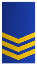 three gold chevrons on a blue background