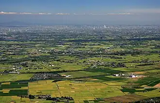 A view of the Nōbi Plain, Kiso Three Rivers and Nagoya from Mount Sanpo and Mount Yōrō