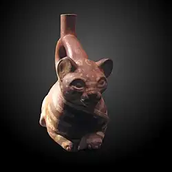 Moche ceramic bottle in the shape of an ocelot, Musée d'ethnographie de Genève, Switzerland