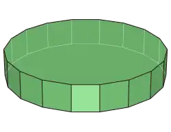 A prism with 18 lateral faces and 2 dodecagonal bases.