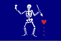 According to one source, Charles Harris used a blue version of the Old Roger flag.[55]