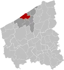 Location of Ostend in West Flanders