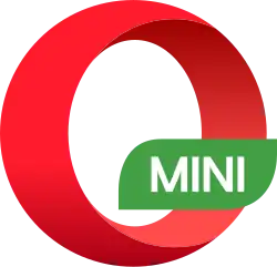 Red letter "O" viewed from the side at 45 degrees angle. A green label on the bottom right corner reads: "Mini".
