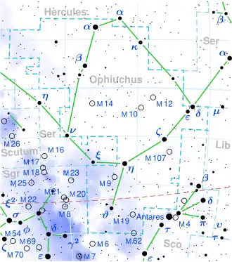 Barnard's Star is located in the constellation Ophiuchus.