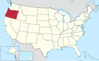 Location of Oregon within the United States