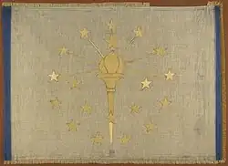 Paul Hadley's original flag proposal. This flag is in possession of the Indiana State Museum.[22]