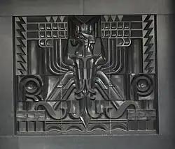 Polish eagle basalt relief on the building of the Ministry of Infrastructure (by Rudolf Świerczyński, 1931) in Warsaw