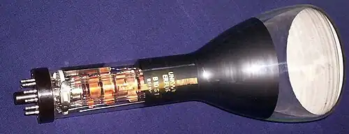 Older monochrome CRT[400] without aluminum, only aquadag