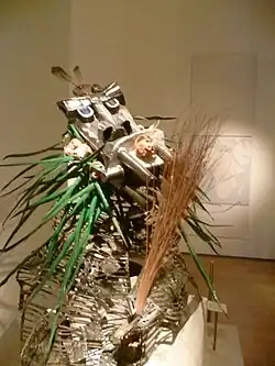 Room 25 – Otobo masquerade in the Africa Gallery, Nigeria, 20th century AD