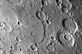 One of the most prominent lobate scarps (Discovery Scarp), photographed by Mariner 10 during its first encounter with Mercury.