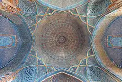 The main dome of Shah Jahan Mosque, Thatta has tiles arranged in a stellate pattern to represent the night sky