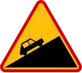 Slope warning sign in Poland