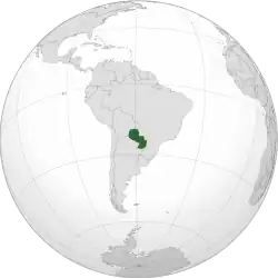 Location of&nbsp;Paraguay&nbsp;(dark green) in South America&nbsp;(gray)