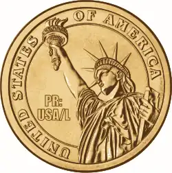 Reverse side of a Presidential Dollar coin