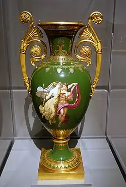 Vase; 1809; hard-paste porcelain and gilded bronze handles; height: 74.9&nbsp;cm, diameter: 35.6&nbsp;cm; Wadsworth Atheneum, Hartford, Connecticut, US[79]