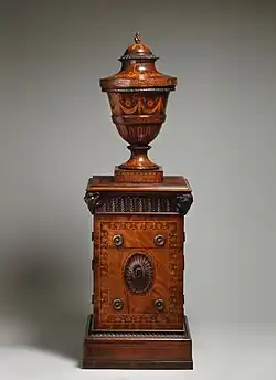 Urn on pedestal; c.1780 with latter additions; by Robert Adam; inlaid mahogany; height: 49.8&nbsp;cm; Metropolitan Museum of Art