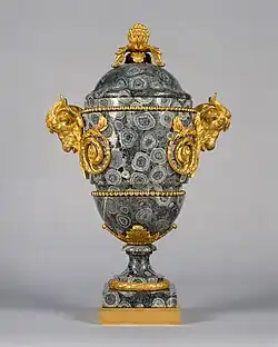 Vase with gilt bronze ornaments; c. 1780; 61&nbsp;cm ×&nbsp;40.6&nbsp;cm (24.0&nbsp;in ×&nbsp;16.0&nbsp;in); Metropolitan Museum of Art