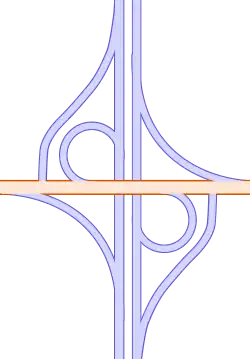 Parclo (partial cloverleaf) interchange: often used to link a minor road with a junction