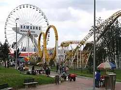 The Samsung Wheel and Double Loop Roller Coaster at Salitre Mágico