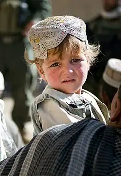 Pashtun baby with blond hair in Afghanistan