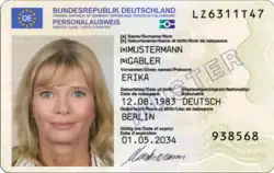 EU national identity card, (German version pictured (2024))