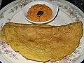 Telugu Pesarattu, savoury mung-bean crêpe