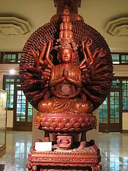 This wooden statue of Quan Âm Nghìn Mắt Nghìn Tay (Quan Âm Bodhisattva with 1000 eyes and 1000 hands) was fashioned in 1656 in Bắc Ninh Province, northern Vietnam. It is now located in the History Museum in Hanoi.