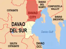 Map of Davao Region with Davao City highlighted