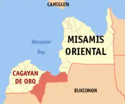 Map of Northern Mindanao with Cagayan de Oro highlighted