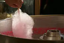 Cotton candy being made